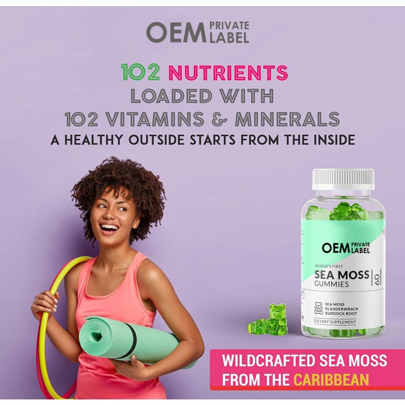 OEM Healthcare Supplements Seamoss Gummies Vegan Organic Sea Moss Gummies Sugar Free