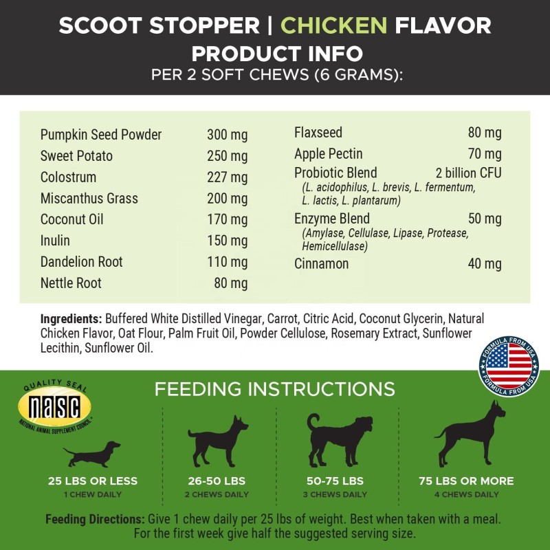 Natural Digestive Probiotic Soft Chews for Dogs Pet Health Care Supplement to Support Normal Bowel Function Anal Gland Health