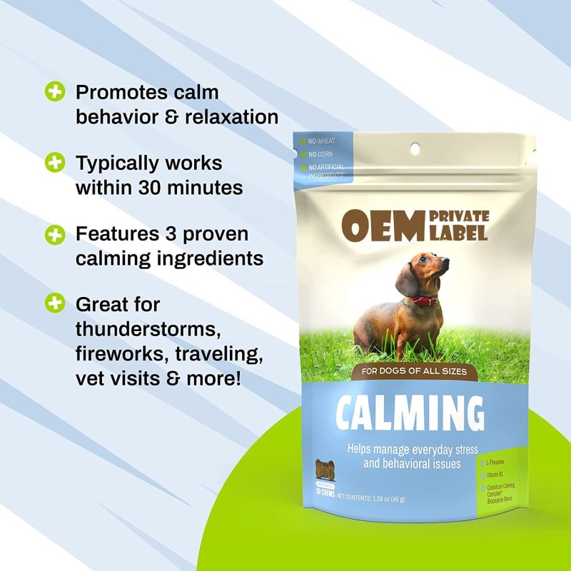OEM Private Label Probiotic Anti-Anxiety Chews Pet Calming Tablets for Dogs and Cats Pet Health Care & Supplements