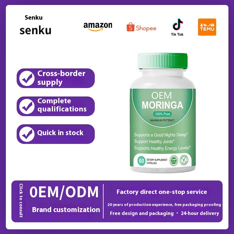 Direct Factory Sale Popular Moringa Leaf Capsules for Adults Cross-Border TK Healthcare Supplement Hot-Selling