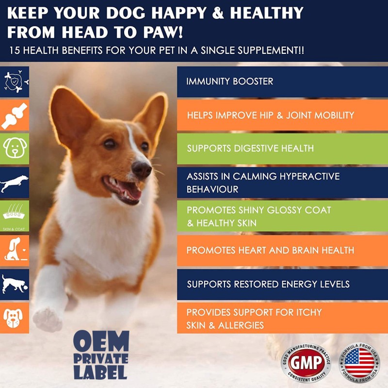 OEM Advanced Formula Multi-Vitamin Soft Chews for Dogs 120 Count Health Support Supplement