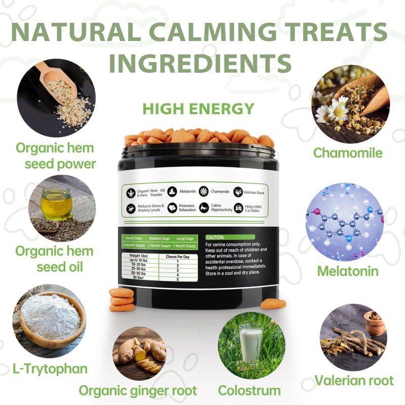 OEM Calming Softchews Dog Treats with Hemp Aid Anti-Anxiety Supplements Pet Health Care & Chewable Tablets