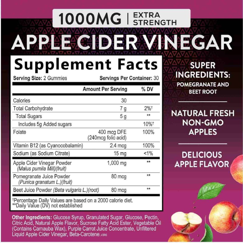 Private Label Apple Cider Vinegar Gummies with 1000mg for Adults