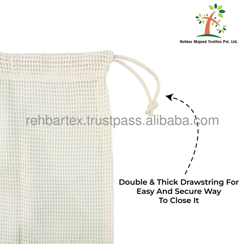 Mesh Bags Manufacturer - Cotton Drawstring Washable Eco Friendly Custom