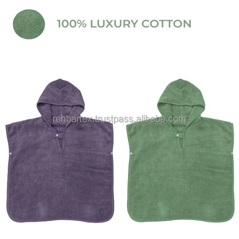 Hooded Poncho Factory - Cotton Terry Soft Comfortable Custom Size Colors