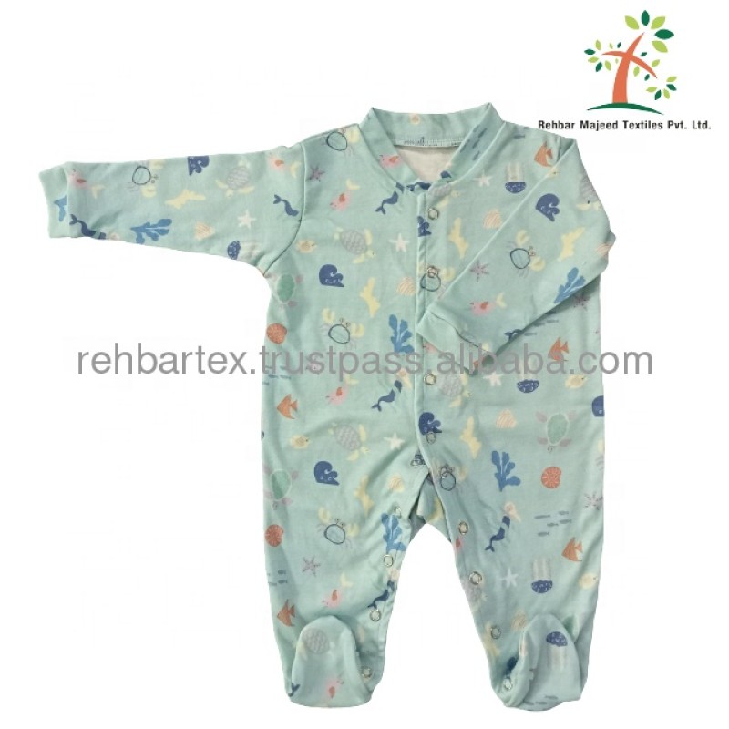 Baby Footie Supplier - Cotton Soft Comfortable Long Sleeves Plain Printed