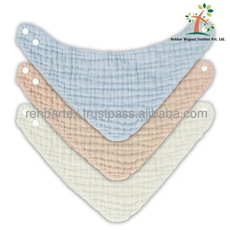 Bandana Bib Supplier - Cotton Crinkle Muslin Soft Washable Customizable