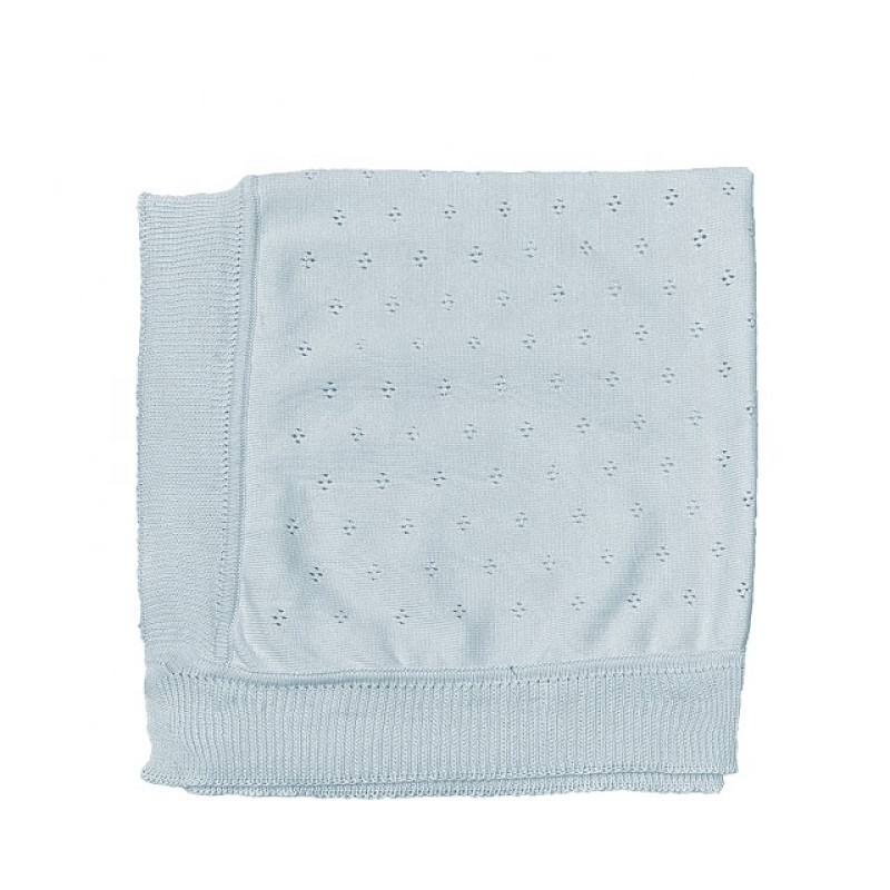 Baby Knit Blanket Factory - Cotton Eyelet Design Cozy Lightweight Newborns