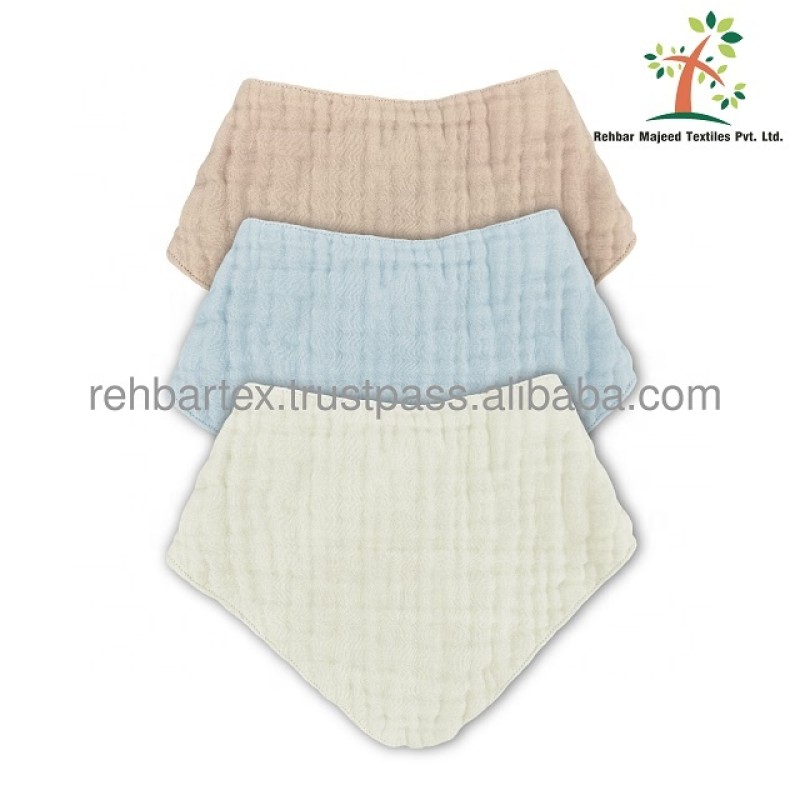 Bandana Bib Supplier - Cotton Crinkle Muslin Soft Washable Customizable