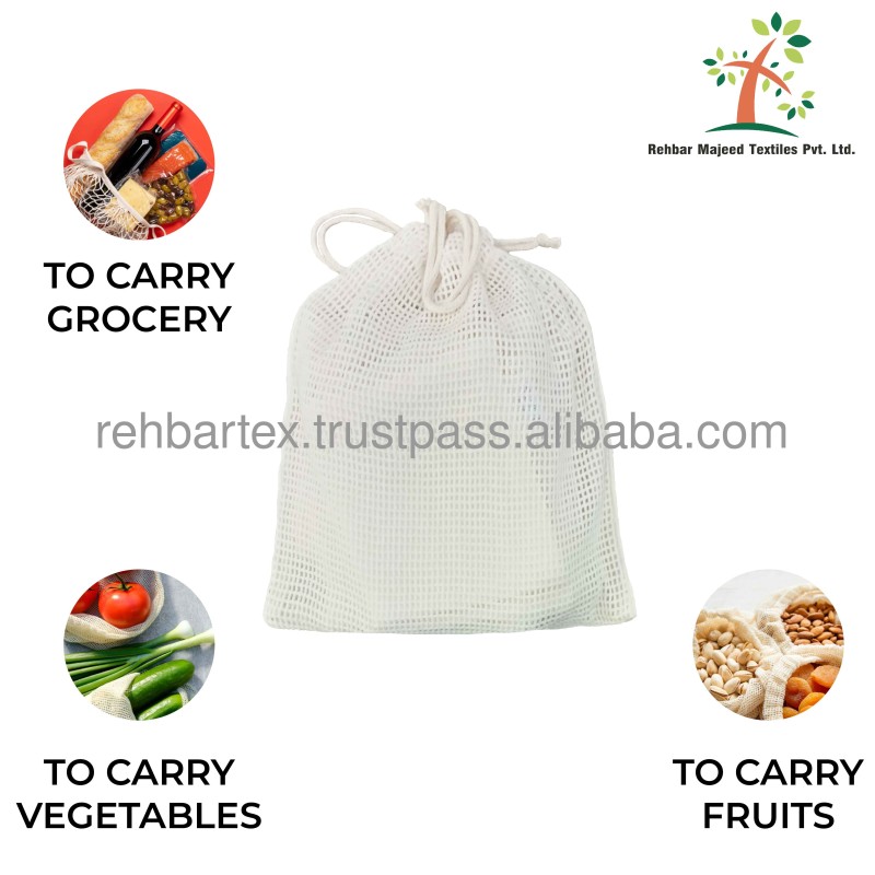 Mesh Bags Manufacturer - Cotton Drawstring Washable Eco Friendly Custom