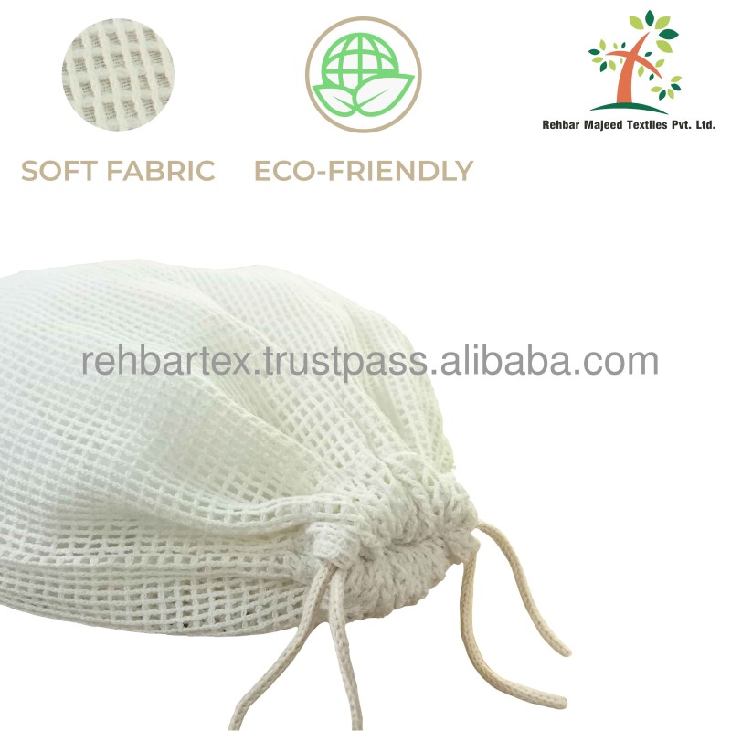 Mesh Bags Manufacturer - Cotton Drawstring Washable Eco Friendly Custom
