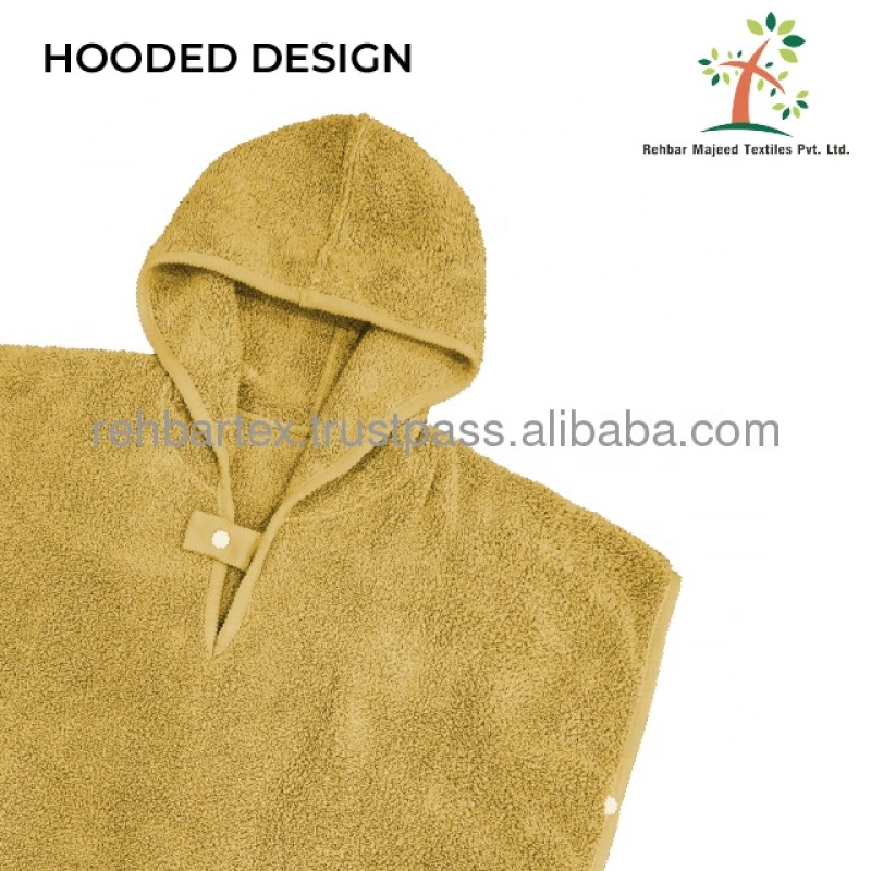Hooded Poncho Supplier - Cotton Zero Twist Terry Extra Soft Custom Design