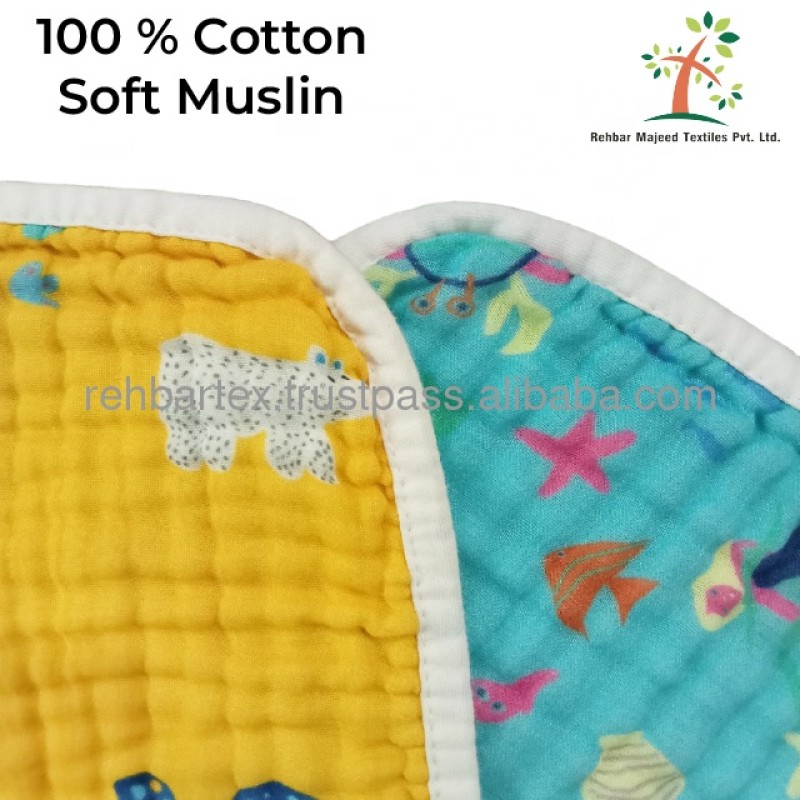 Burp Cloth Manufacturer - Cotton Muslin 3-Layers Ultra Absorbent Extra Soft