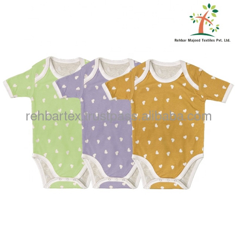 Baby Onesie Set Factory - Cotton Plain Printed Short Sleeves 0-12 Months
