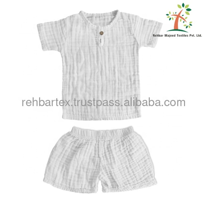 Baby Clothes Set Manufacturer - Cotton Muslin Summer Casual Tops Shorts