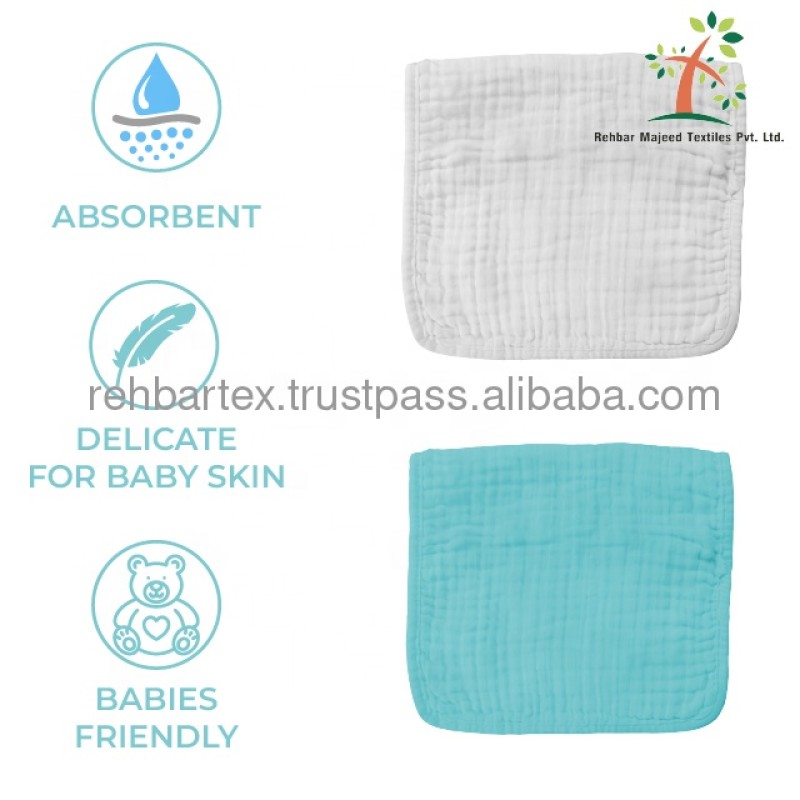 Burp Cloth Manufacturer - Cotton Muslin 3-Layers Ultra Absorbent Extra Soft