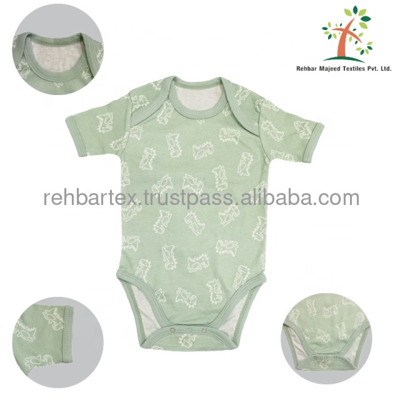 Baby Onesie Set Factory - Cotton Plain Printed Short Sleeves 0-12 Months