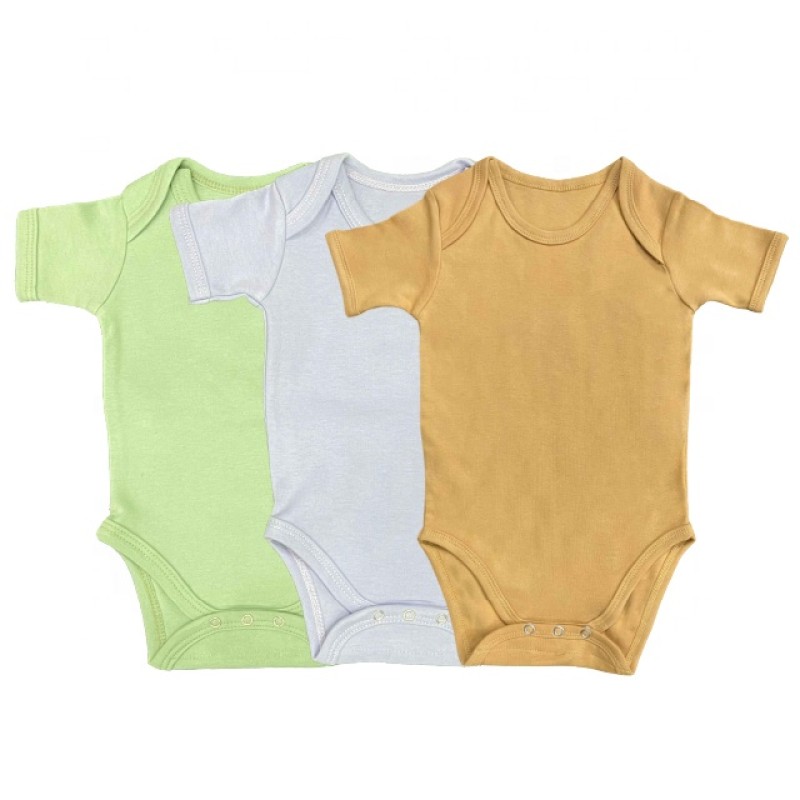 Baby Onesie Set Factory - Cotton Plain Printed Short Sleeves 0-12 Months