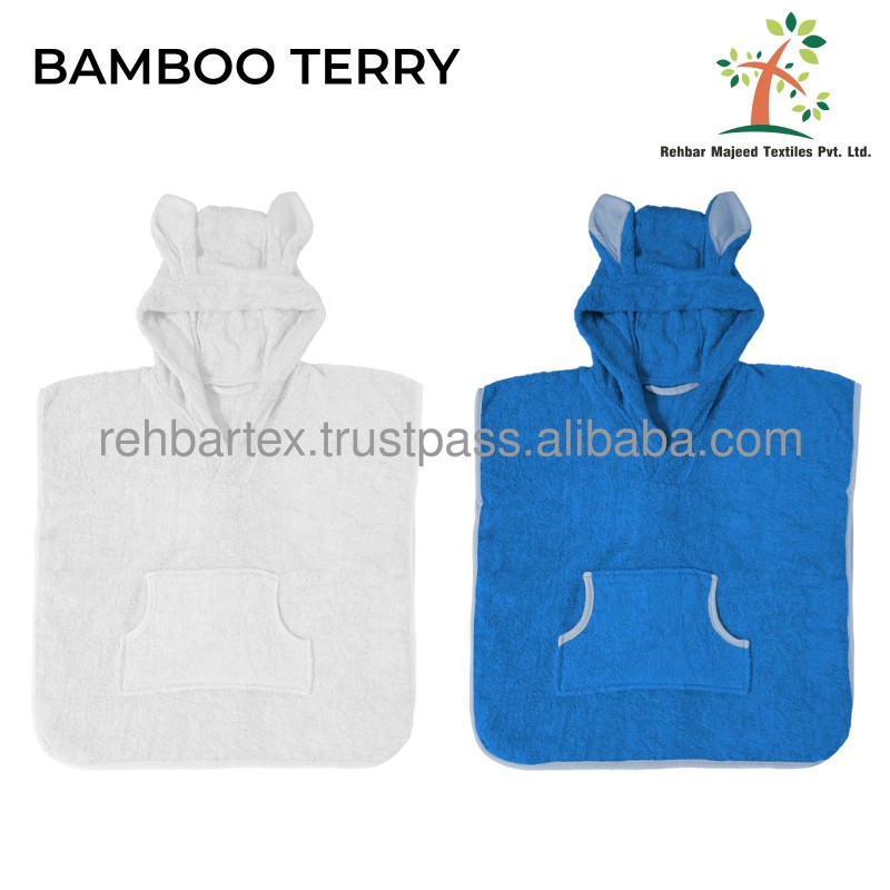 Hooded Poncho Manufacturer - Cotton Terry Bamboo Extra Soft Multiple Colors