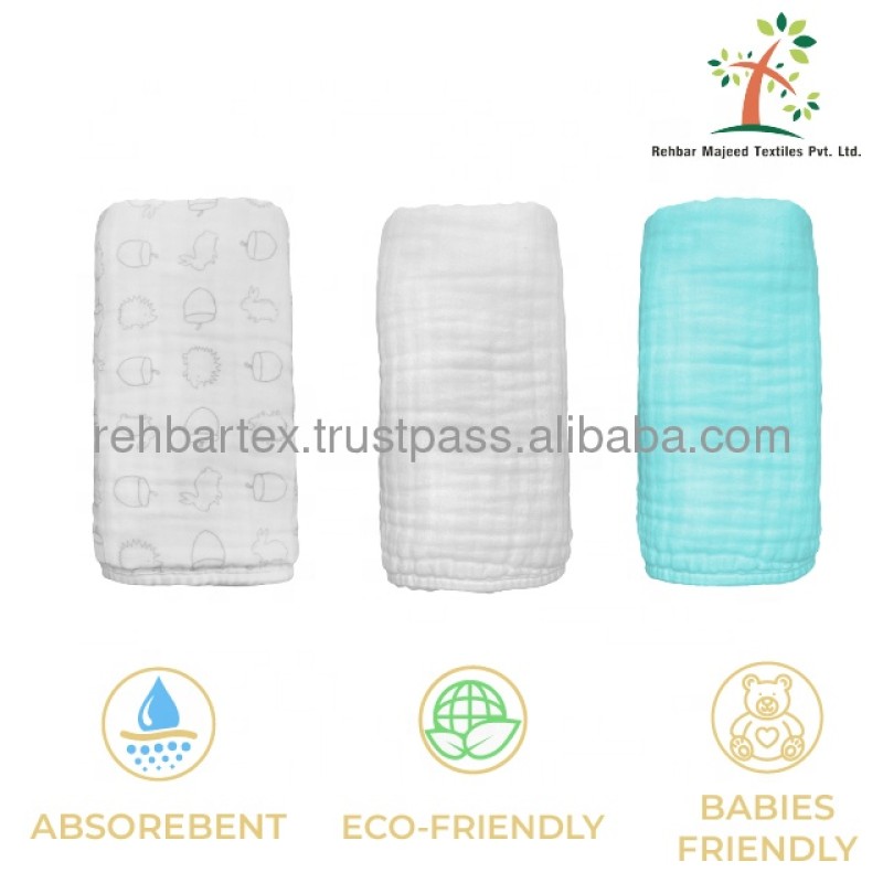 Cotton Blanket Supplier - 3 Layers Crinkle Soft Breathable Baby