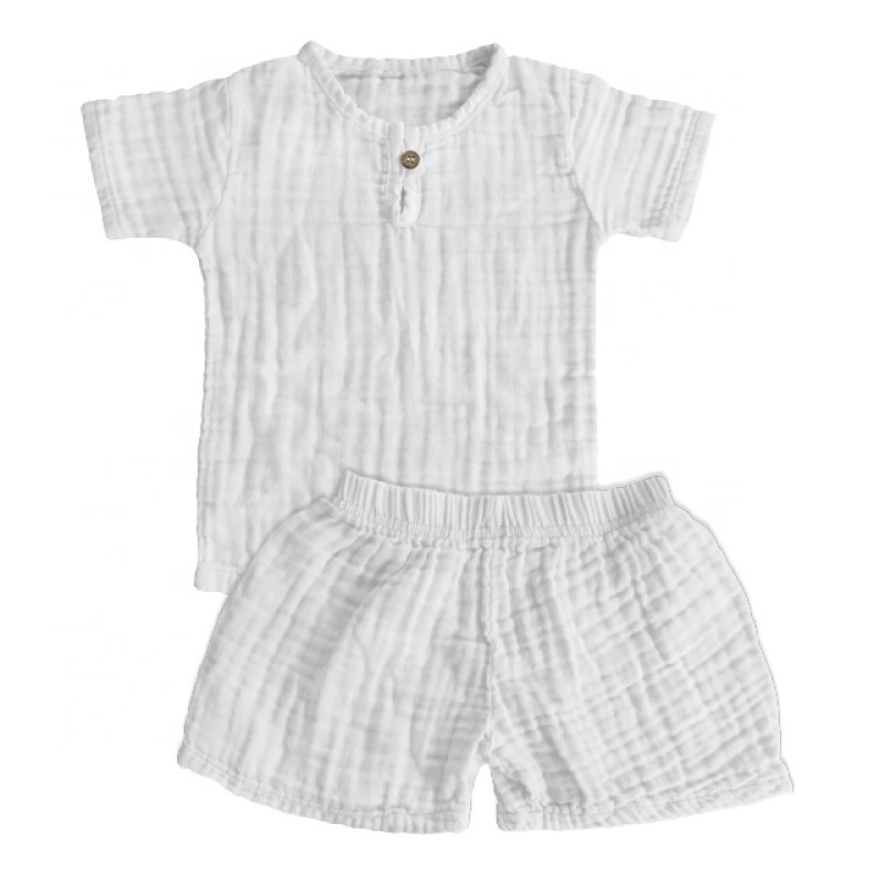 Baby Clothes Set Manufacturer - Cotton Muslin Summer Casual Tops Shorts