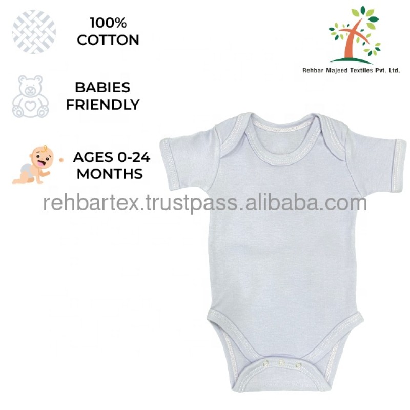 Baby Onesie Set Factory - Cotton Plain Printed Short Sleeves 0-12 Months