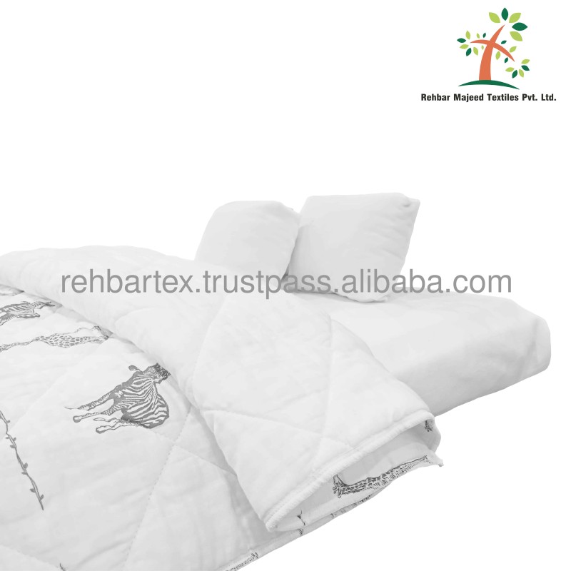 Quilt Cover Manufacturer - Cotton Muslin White Printed Customizable