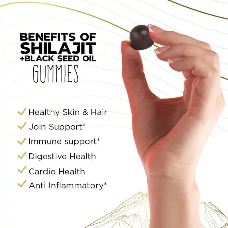 OEM Private Label 600mg Organic Shilajit Supplements Himalayan Resin Gummies with Black Seed Oil Natural for Adults