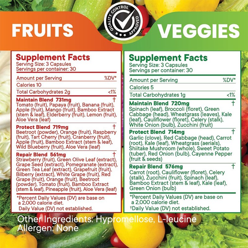 OEM Customized Best Selling Super Vitamin Fruit and Vegetable Capsules Top Healthcare Supplement on the Market