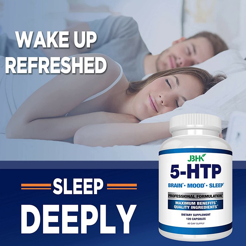 Private Label Vegan Healthcare Supplement Organic 5HTP Capsules with Calcium for Brain Function Mood Sleep Support