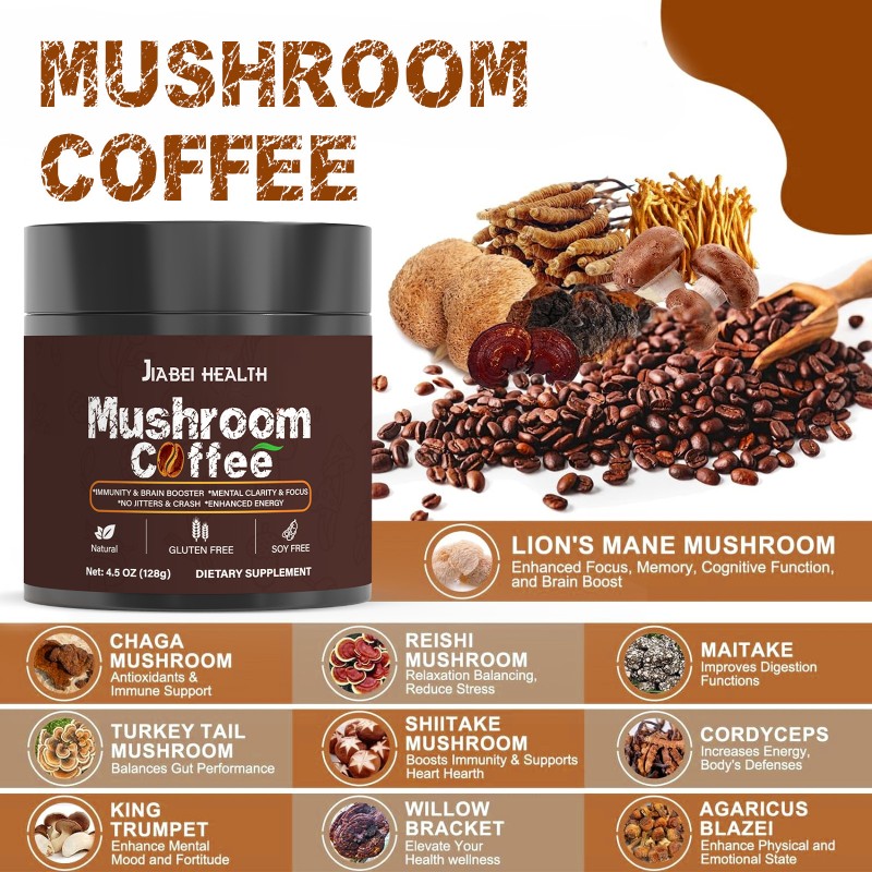 OEM/ODM Lions Mane Mushroom Coffee Powder Private Label Supplement Instant for Adults & Pregnant Women