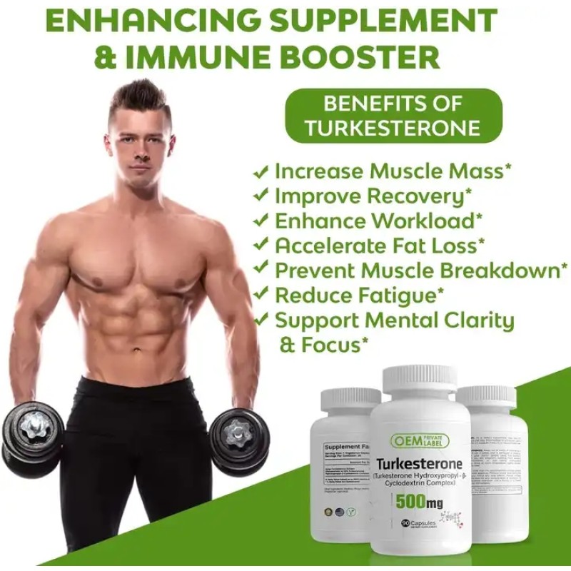 Beverage Supplements 1% Turkesterone Extract Oral Liquid Capsules for Strength and Muscle Growth OEM Bevordert Beauty Product