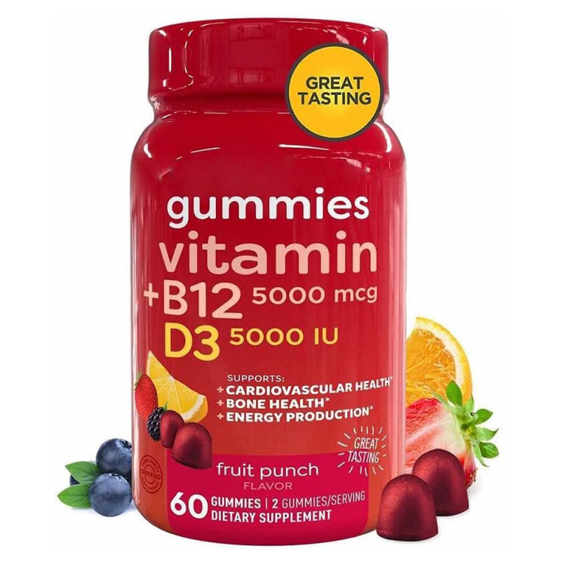 OEM Vegan Gummies Plant-Based 1000IU Vitamin D3 and B12 Supplement for Adults Not for Pregnant Women Wholesale for Sale