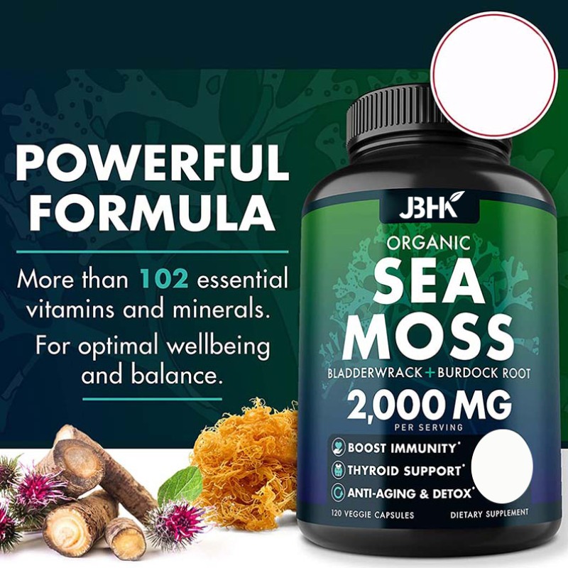 OEM Factories Offer Immunity Vegan Pills Supplement Organic Seamoss Capsules Natural Private Label Healthcare Supplement