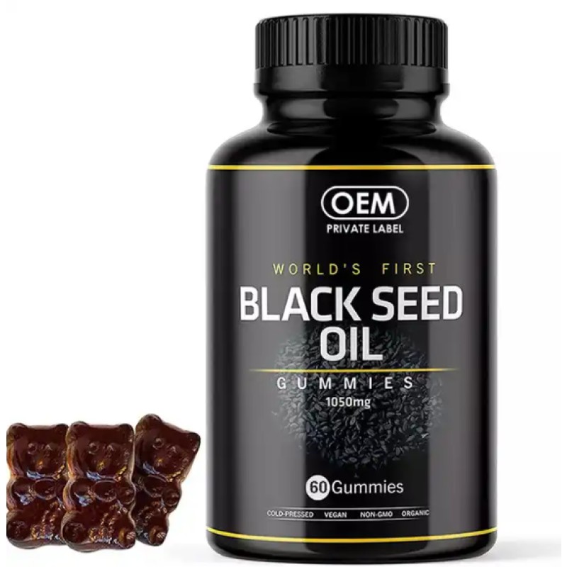 Manufacturer Wholesale Custom Label Food Supplements Digestion Hair Immune Support Gummies Black Seed Oil Oral Liquid Joints