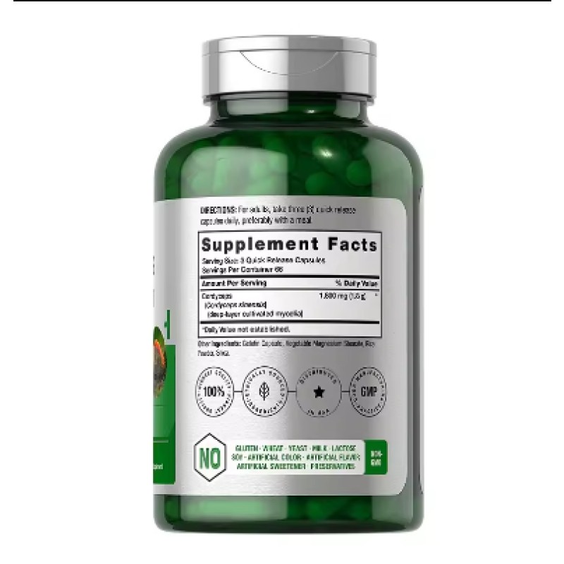 Private Label Vegan Energy & Immune Support Pills Adult Supplement with Cordyceps Mushroom Capsules for Beauty