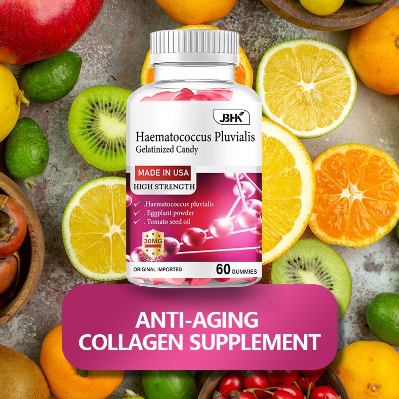 OEM/ODM Haematococcus Pluvialis Gelatinized Collagen Gummies Biotin Zinc Vitamin C E Infused Candy Nutrition Boosting Collagen