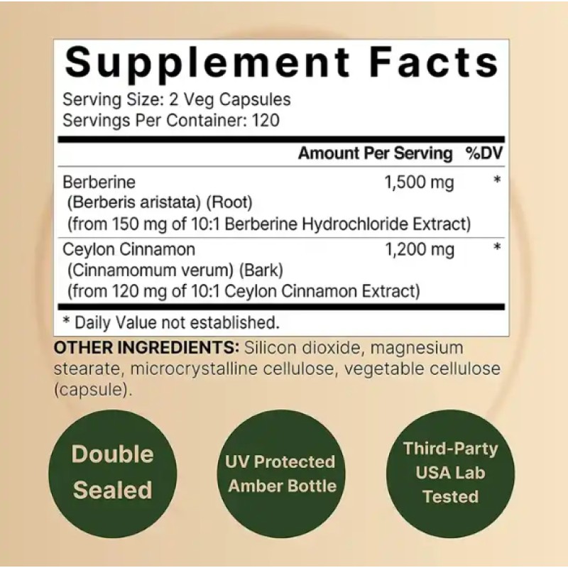 OEM/ODM Berberine Supplement Ceylon Cinnamon Hydrochloride Capsules Healthy Glucose Metabolism for Adults Beauty Products