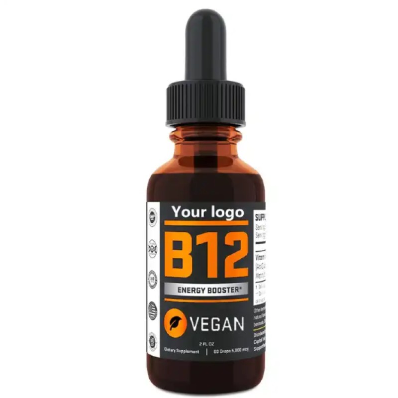 Private Label Vitamin B12 Sublingual Drops 30/60ml Adult Energy Supplements Beauty Products Wholesale