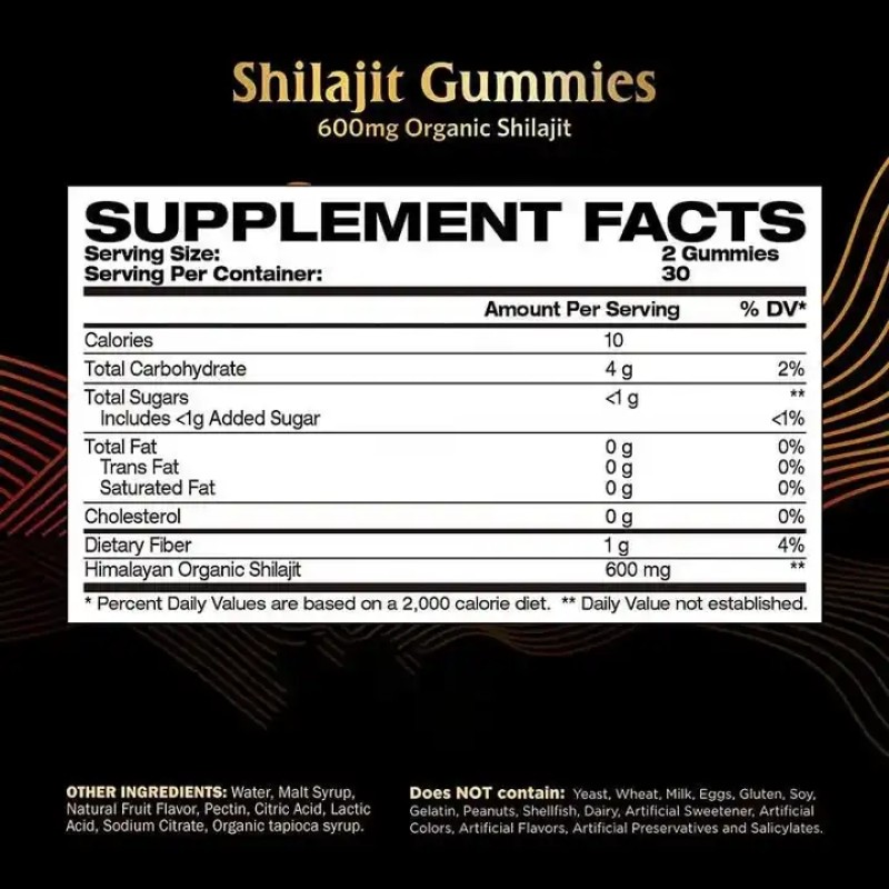 OEM Private Label 600mg Organic Shilajit Supplements Himalayan Resin Gummies with Black Seed Oil Natural for Adults