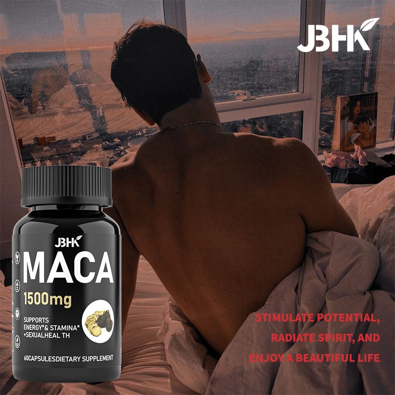 Private Label 1500mg Organic Black Maca Root Capsules Performance Support Supplement for Adults and Teenagers Men and Women
