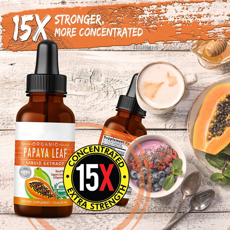 Organic Papaya Leaf Extract Drop 30ml Platelet Support Immune Digestive Aid Dietary Supplement Capsules Dosage Beauty Product
