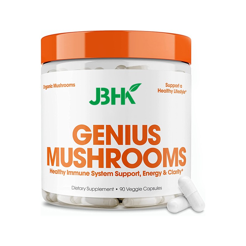 Private Label Organic Reishi and Mane Mushroom Capsules Vegan Immune System Booster Nootropic Brain Supplement