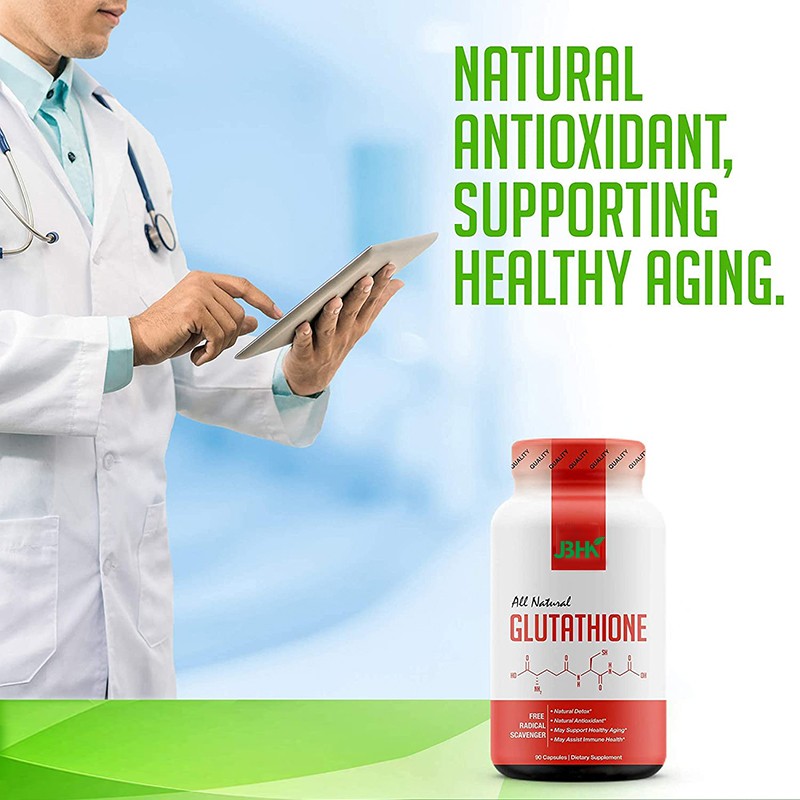 Factory Supplier's Private Label Vegan Healthcare Supplement Skin Whitening Anti-Aging Pure L-Glutathione Capsules Halal