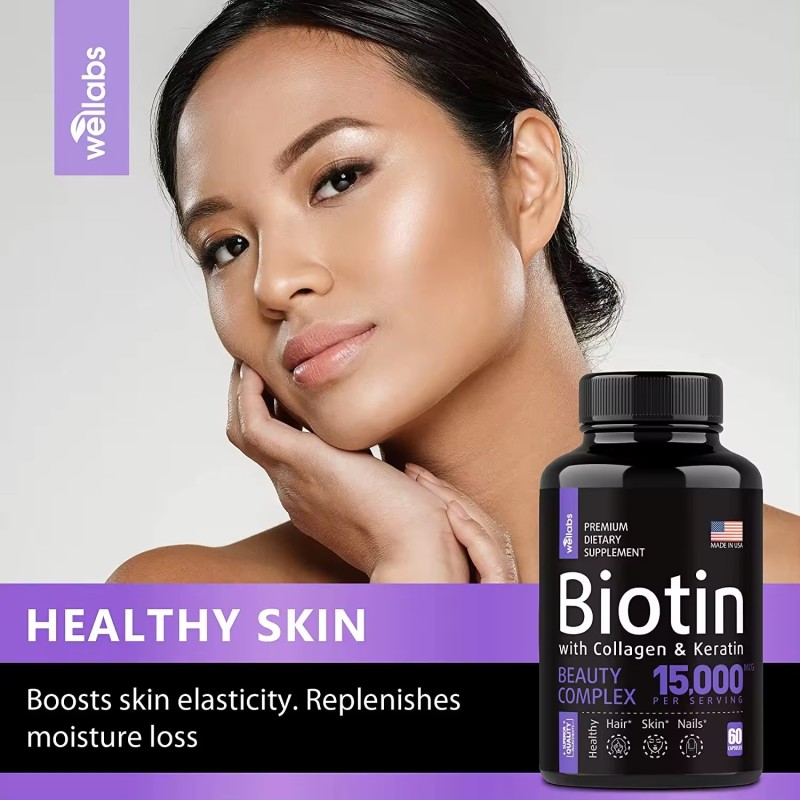 Hot Sale Private Label Biotin Keratin Collagen Vitamins Organic Capsules in Normal Temperature Bottle Packing