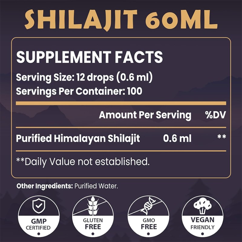 OEM/ODM Himalayan Shilajit Supplements Oral Liquid Drops Natural Resin Rich in Minerals Fulvic Acid Magnesium Zinc for Adults