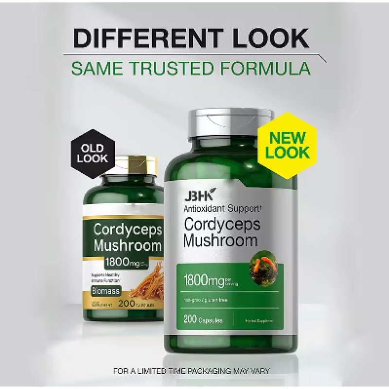 Private Label Vegan Energy & Immune Support Pills Adult Supplement with Cordyceps Mushroom Capsules for Beauty