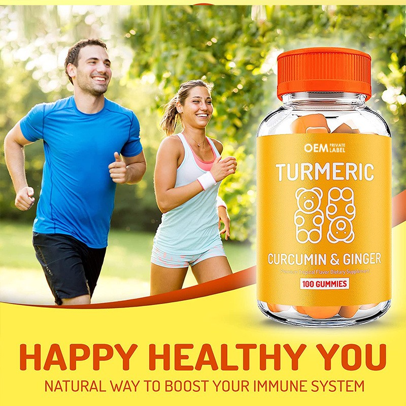 Halal Sugar Free Turmeric Gummies with Black Pepper Extra Strength Absorption Chewable Curcumin Beauty Supplements