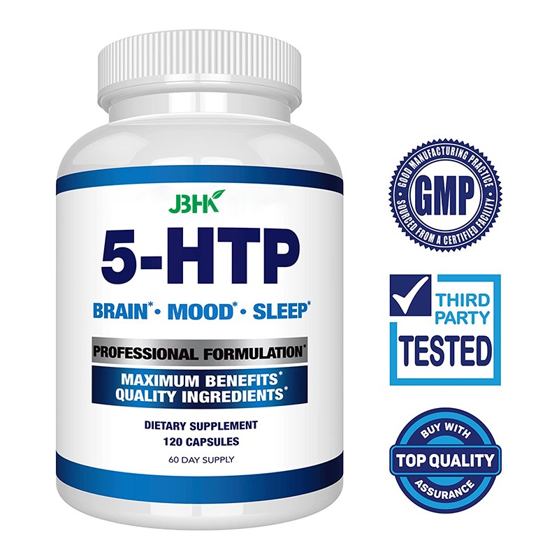Private Label Vegan Healthcare Supplement Organic 5HTP Capsules with Calcium for Brain Function Mood Sleep Support