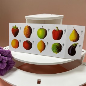 Stamp Stickers Manufacturer - Unique Fruit Theme 1st Class 10pcs Strawberry Eggplant